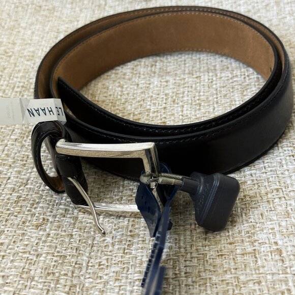 Cole Haan Belt Men's Black Leather Metal Buckle Size M 32" - Picture 2 of 8